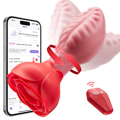 Sera - Plug anale rotante a 360° a forma di lingua con base a rosa per donne e uomini