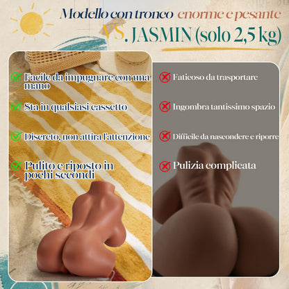 JASMIN - 5,5 lbs dubbele strakke & uitdagende kanalen - Gemakkelijke grip & opberging - Petite Sunny Fitness Girl realistische torso - Masturbator voor mannen