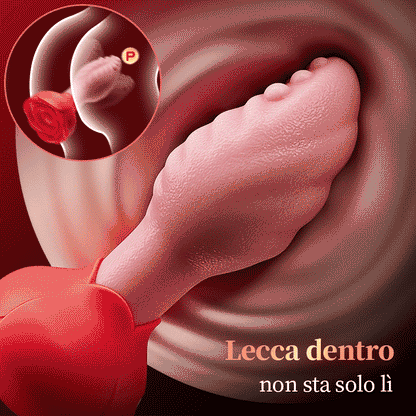 Sera - Plug anale rotante a 360° a forma di lingua con base a rosa per donne e uomini