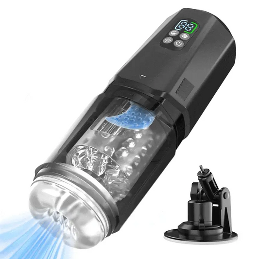 GripMax – Vibratore doppio rotante telescopico senza mani con supporto a ventosa.