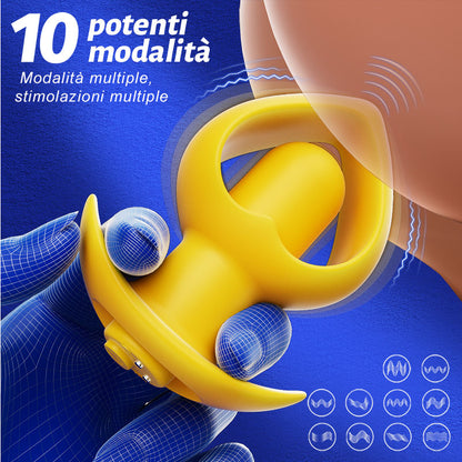 AcmeJoy Plug anale portatile in silicone con vibrazione, ricaricabile USB