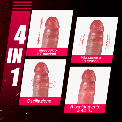 【Progettato per principianti】Dildo anale realistico in silicone da 7,4 pollici con funzione di riscaldamento, modalità di spinta e vibrazione, automatico