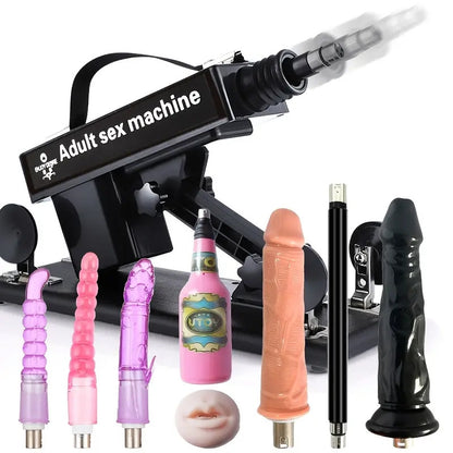 Piacere estremo con la macchina del sesso più apprezzata - 7 accessori, spinta automatica, amore anale