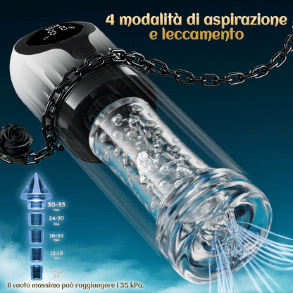Vortex Male Stroker - 4 potenti livelli di aspirazione, modalità boost con un solo pulsante, facile da pulire con lubrificante incluso