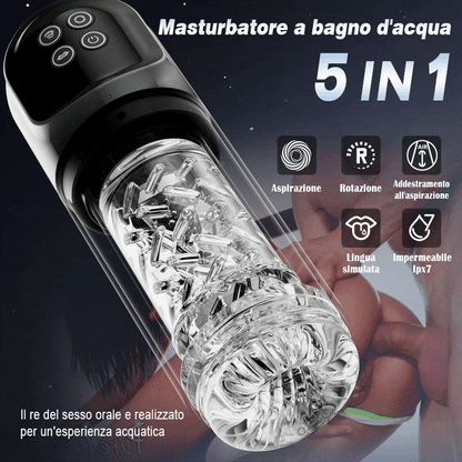 Vortex - 7 Sucking Dual-Temperature SPA Boner Enlarger 7 Rotating 360° Massage Masturbator