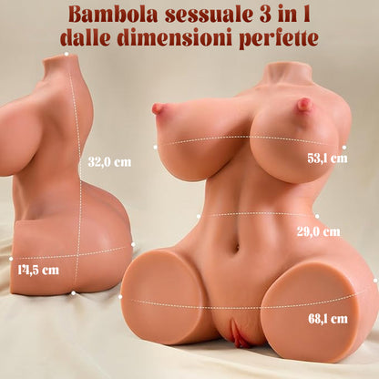 Daniela - Torso Latina realistico con glutei – Design seno e fianchi in lattice morbido Valentina Morena