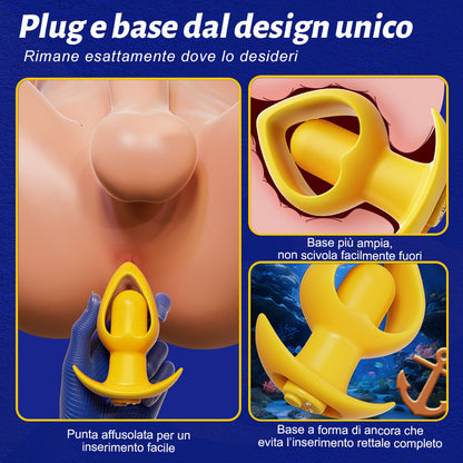 AcmeJoy Plug anale portatile in silicone con vibrazione, ricaricabile USB