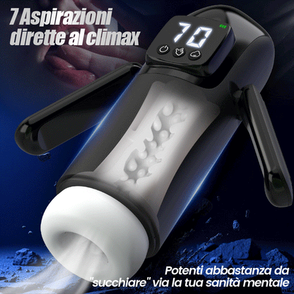 Phantom - 7 Aspirazioni 7 Vibrazioni Manici Doppi Texture di Canale a Grandi Granuli Masturbatore Maschile
