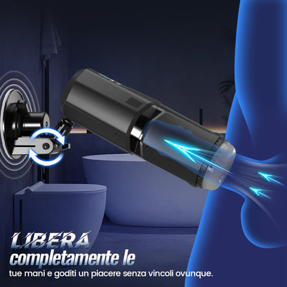 GripMax – Vibratore doppio rotante telescopico senza mani con supporto a ventosa.