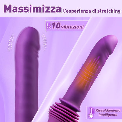 Dildo Migliorato Extra Lungo da 4,33 Pollici con Base Regolabile a 145°, Riscaldamento e Vibrazione