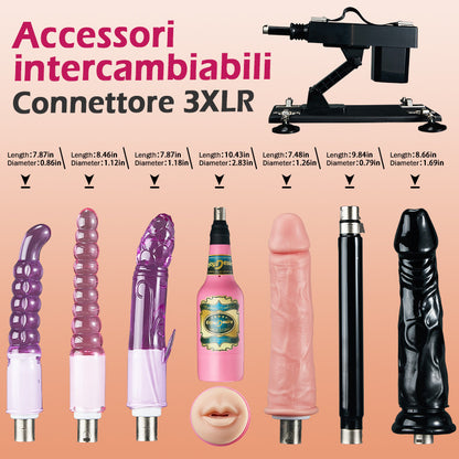 Azax - Piacere estremo con la macchina del sesso più apprezzata - 7 accessori, spinta automatica, amore anale