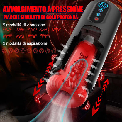 Masturbatore per uomini con 9 frequenze di vibrazione, aspirazione, movimento telescopico e riscaldamento