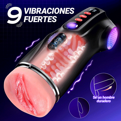 【Vendita flash: 30% SCONTO】Daphne - Pompa per Penis con 3 Maniche Intercambiabili, Pocket Pussy, 9 Modalità di Aspirazione & 9 Vibrazioni, Masturbatore Maschile