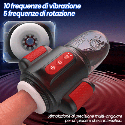 Storm Vortex - Spruzzo d'acqua a 5 frequenze + Vibrazione a 10 frequenze + Rotazione a 5 frequenze, Doppia stimolazione del glande, Uso doppio