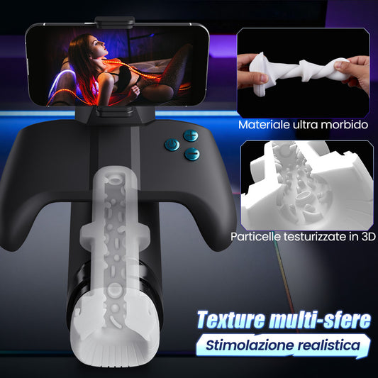 Turbo - Stroker a 10 Modalità Esplosive – Design Gamepad Immersivo con Supporto per Smartphone