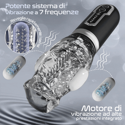 Amber -  7 Vibrante 5 spinte rotanti Pompini Masturbatore