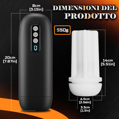 Sophia – 8 Modalità di Vibrazione 8 Modalità di Aspirazione Manicotto Realistico 3D Masturbatore Maschile Automatico