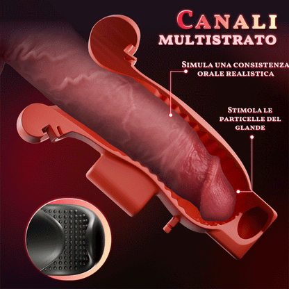 Enchantment - 9 Vibrazioni  4 Aspirazioni  Suzione con Clamping  Simulatore Orale per Uomini