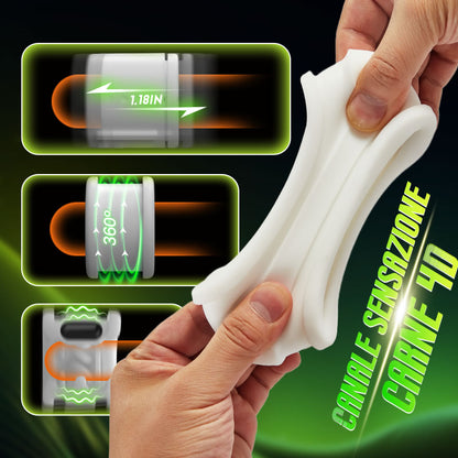 Raiden - Dispositivo di masturbazione per pompini a doppia testa 7 vibrazioni 5 rotazione telescopica manuale