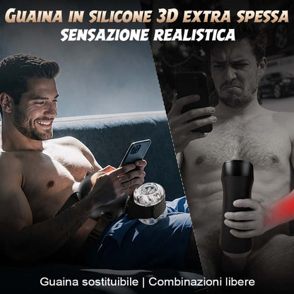 【Vendita flash: 30% SCONTO】Hazel - Masturbatore maschile indossabile 3-in-1 con guaina in silicone, 9 livelli di spinta, rotazione e vibrazione