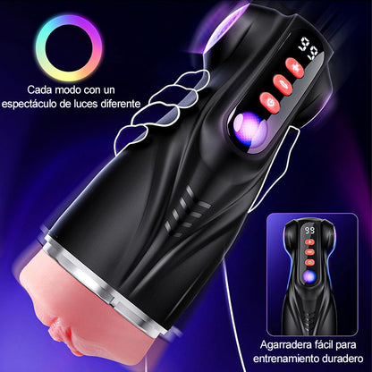 【Vendita flash: 30% SCONTO】Daphne - Pompa per Penis con 3 Maniche Intercambiabili, Pocket Pussy, 9 Modalità di Aspirazione & 9 Vibrazioni, Masturbatore Maschile