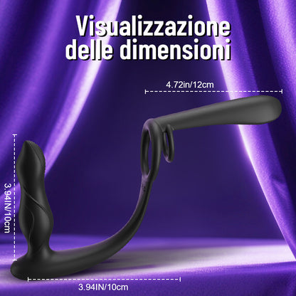 Doppia Penetrazione  Doppia Vibrazione  Vibratore per Coppie con Anello Blocca Sperma
