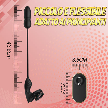 Massaggiatore prostatico con 9 livelli di vibrazione e stimolatore testicolare e anello fallico