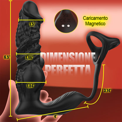 Massaggiatore prostatico 6 in 1 a spinta rapida con telecomando e APP