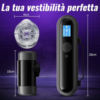 Nex - Masturbatore interattivo controllato tramite App, 10 modalità di vibrazione e 10 modalità di movimento, avvolgimento stretto a 360°