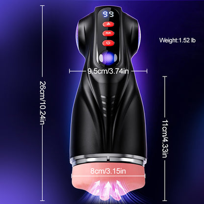 【Vendita flash: 30% SCONTO】Daphne - Pompa per Penis con 3 Maniche Intercambiabili, Pocket Pussy, 9 Modalità di Aspirazione & 9 Vibrazioni, Masturbatore Maschile