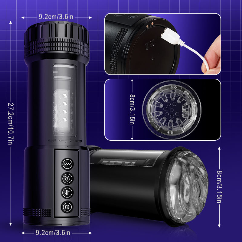 BIONIERE Torcia Elettrica 3 in 1 Masturbatore Cup 10 vibrazione 5 telescopica ＆ aspirazione