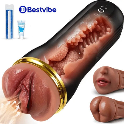 Bestvibe Pro‑ 3 manicotti sostituibili, tre piaceri unici, masturbatore maschile, 5 modalità di suzione & 10 modalità di vibrazione