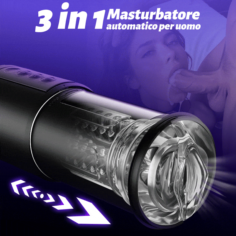 BIONIERE Torcia Elettrica 3 in 1 Masturbatore Cup 10 vibrazione 5 telescopica ＆ aspirazione