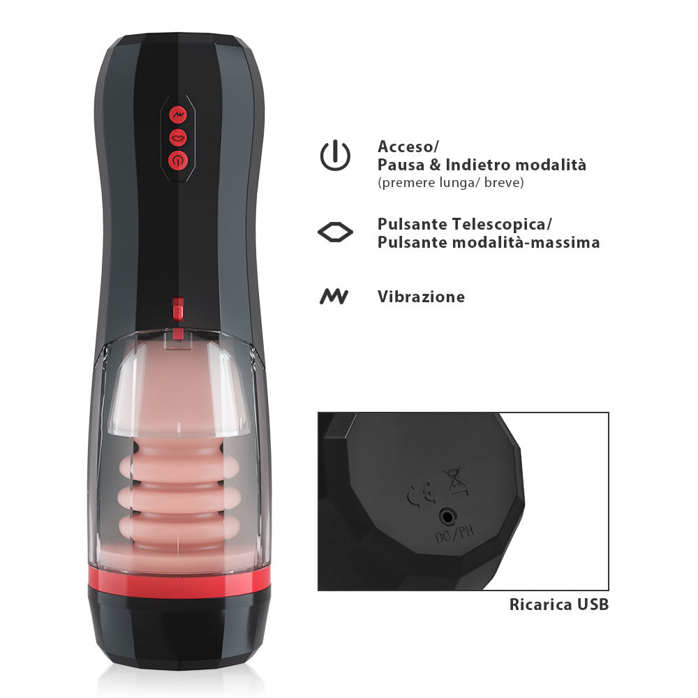 ROKA - 4 IN 1 Masturbatore cup Suzione Telescopica Vibrazione Acmejoy